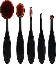 Makeup Brush Set, oval, 5 pcs - Lewer — photo N1