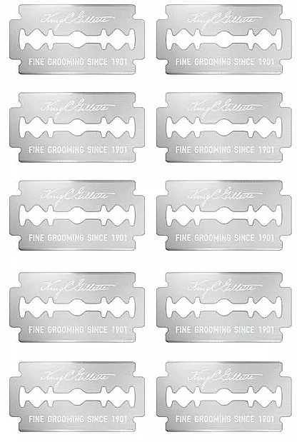 Double-Sided Shaving Blades with Platinum Coating, 10 pcs - Gillette King C. Gillette Double Edge Razors — photo N2