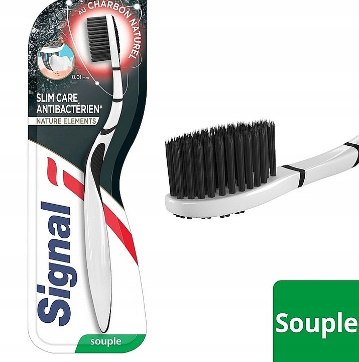 Antibacterial Toothbrush, soft, with charcoal - Signal Nature Elements Antibacterial — photo N3