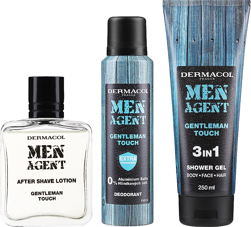 Set - Dermacol Men Agent Gentleman Touch I (after/shave/lotion/100ml + sh/gel/250ml + deo/spray/150ml) — photo N2