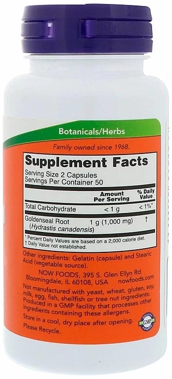 Goldenseal Root Capsules, 500mg - Now Foods Goldenseal Root — photo N2