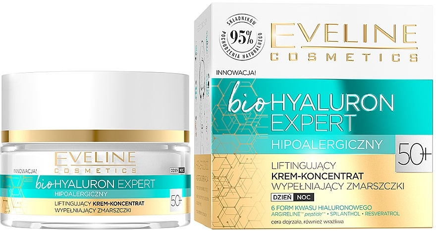 Ultra-Moisturizing Day & Night Cream-Concentrate - Eveline Cosmetics BioHyaluron Expert 50+ — photo N1