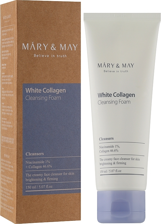 Face Cleansing Foam with Collagen & Niacinamide - Mary & May White Collagen Cleansing Foam — photo N2