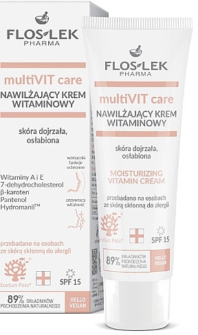 ビタミン配合の顔用保湿デイクリーム - Floslek MultiVIT Care Moisturizing Vitamin Cream SPF15 — photo N1