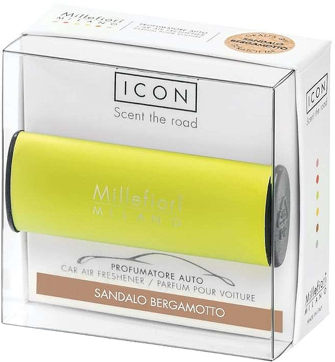 Car Air Freshener "Classic: Sandalwood & Bergamot" - Millefiori Milano Icon Car Air Freshener Icon Classic Giallo Sandalo Bergamotto — photo N2