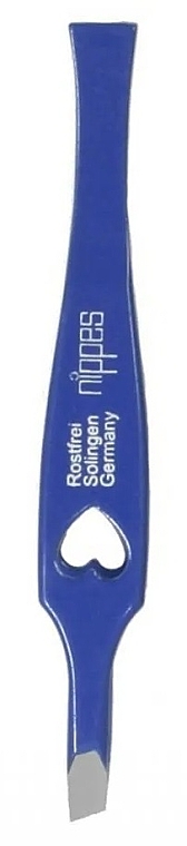 Tweezers, beveled, 8 cm, blue - Nippes Solingen Tweezer 747 — photo N1