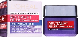 Fragrances, Perfumes, Cosmetics Night Anti-Aging Care Cream - L'Oreal Paris Revitalift Filler Hyaluronic Acid Night Cream