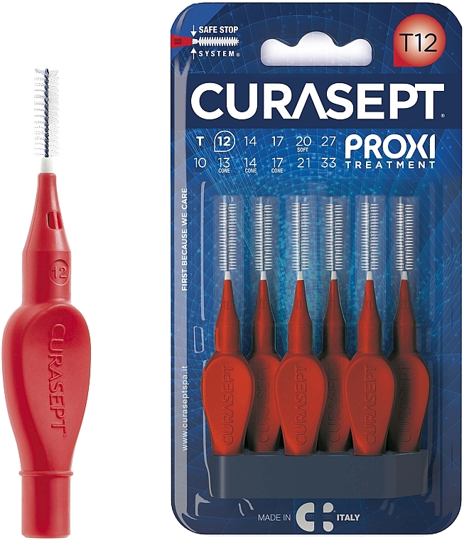 Interdental Brushes 1.2 mm, 6 pieces, red - Curaprox Curasept Proxi Treatment T12 Red — photo N1