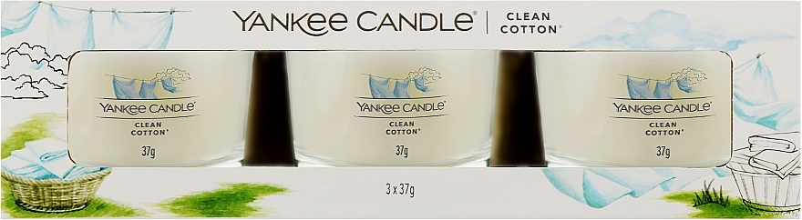 Scented Candle Set "Clean Cotton" - Yankee Candle Clean Cotton (candle/3x37g) — photo N1