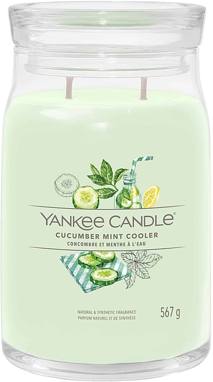 Scented Candle in Jar 'Cucumber Mint Cooler', 2 wicks - Yankee Candle Singnature — photo N2