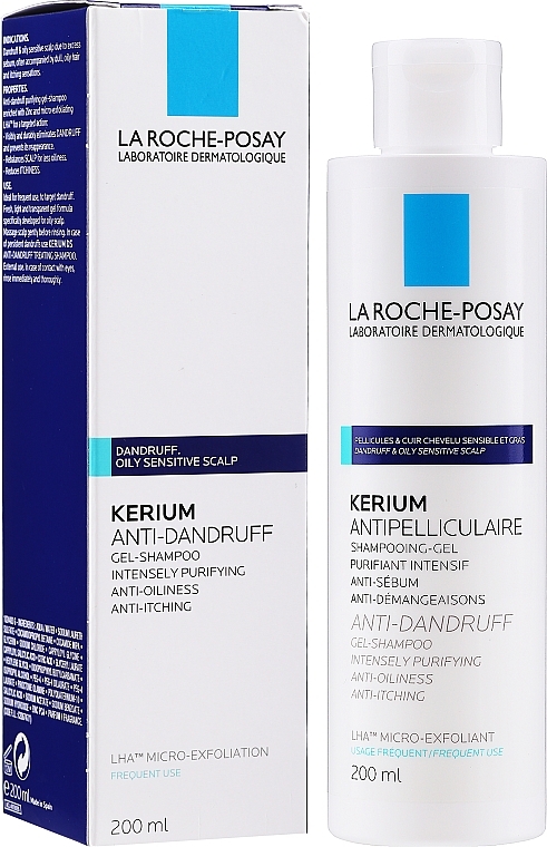 Anti Oily Dandruff Gel-Shampoo - La Roche-Posay Kerium Anti-Dandruff Oily Sensitive Scalp Gel Shampoo — photo N2