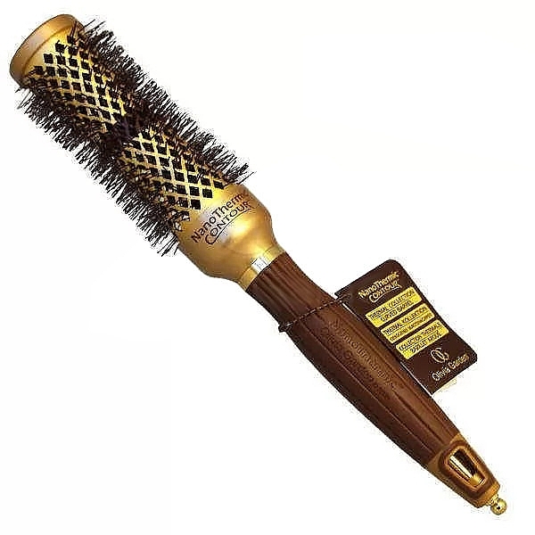 Thermal Brush, 35 mm - Olivia Garden Expert Blowout Curl Wavy Bristles Gold & Brown — photo N1