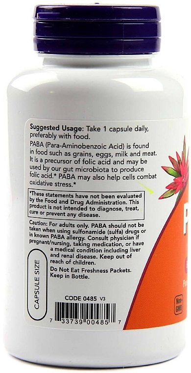 Vitamins "PABA", 500mg - Now Foods PABA B-Complex Family — photo N3