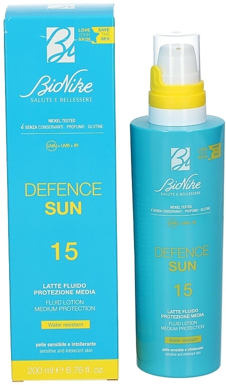 Sunscreen Body Lotion - BioNike Defence Sun SPF15 Fluid Lotion Water Resistant — photo N2