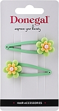 Fragrances, Perfumes, Cosmetics Hair Clips, FA-5622, green with flowers - Donegal