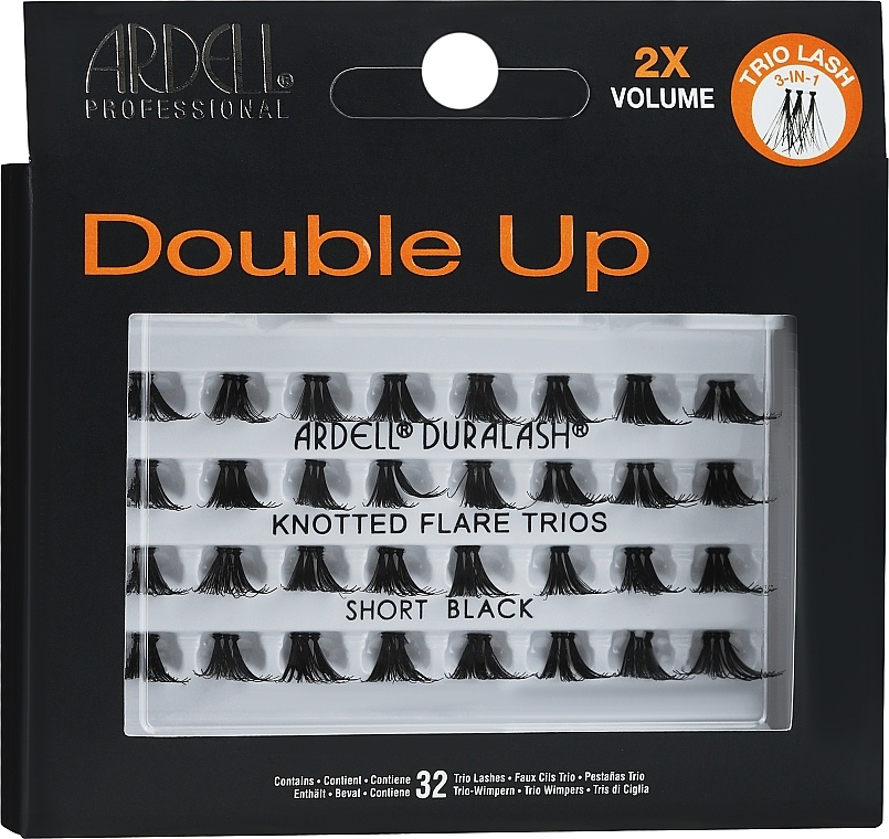 Individual Lashes Kit - Ardell Double Up Knotted Flare Trios Short Black — photo N6