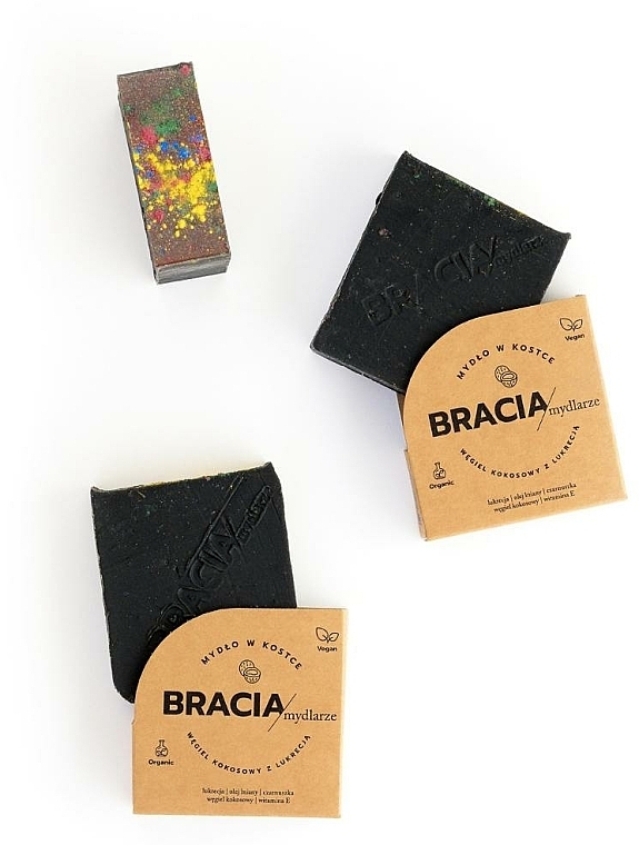 Charcoal, Coconut & Liquorice Solid Soap - Bracia Mydlarze Solid Soap Charcoal Coconut with Licorice — photo N3