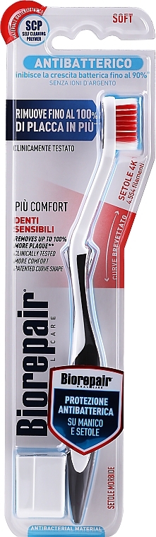 Toothbrush "Perfect Cleaning", soft, black & white - Biorepair Oral Care Pro — photo N2