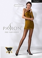 Fragrances, Perfumes, Cosmetics Fishnet Tights with Rhombus Pattern, TI041, nero - Passion