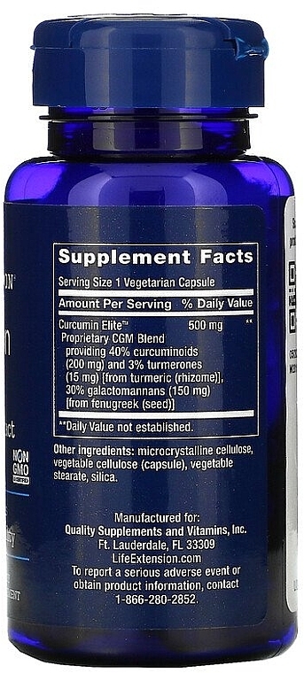 Dietary Supplement "Turmeric Extract" - Life Extension Curcumin Elite Turmeric Extract — photo N5