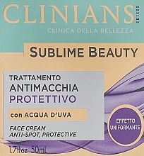 Anti-Spot Protective Face Cream with Grape Water - Clinians Sublime Beauty Antimacchia Protettivo Face Cream — photo N1