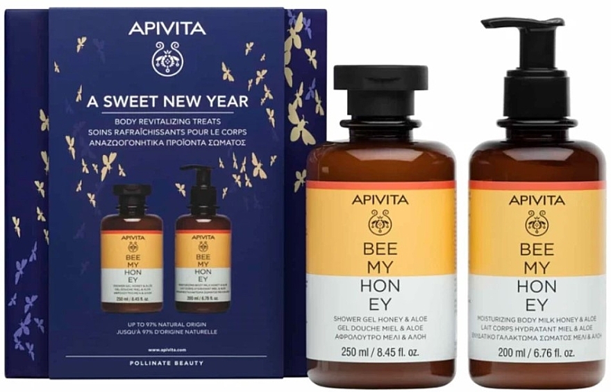Apivita Bee My Honey - Set (sh/gel/250 ml + body/milk/200 ml) — photo N1