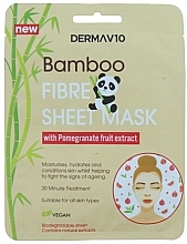 Fragrances, Perfumes, Cosmetics Facial Bambo Fibre & Pomegranate Sheet Mask - Derma V10