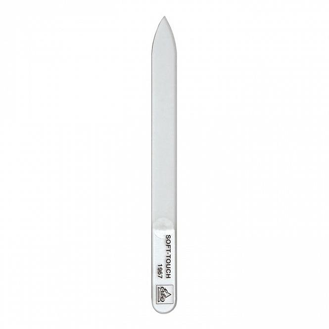 Glass Nail File 81967, 14 cm, white - Erbe Solingen Soft-Touch Glass Nail File — photo N1