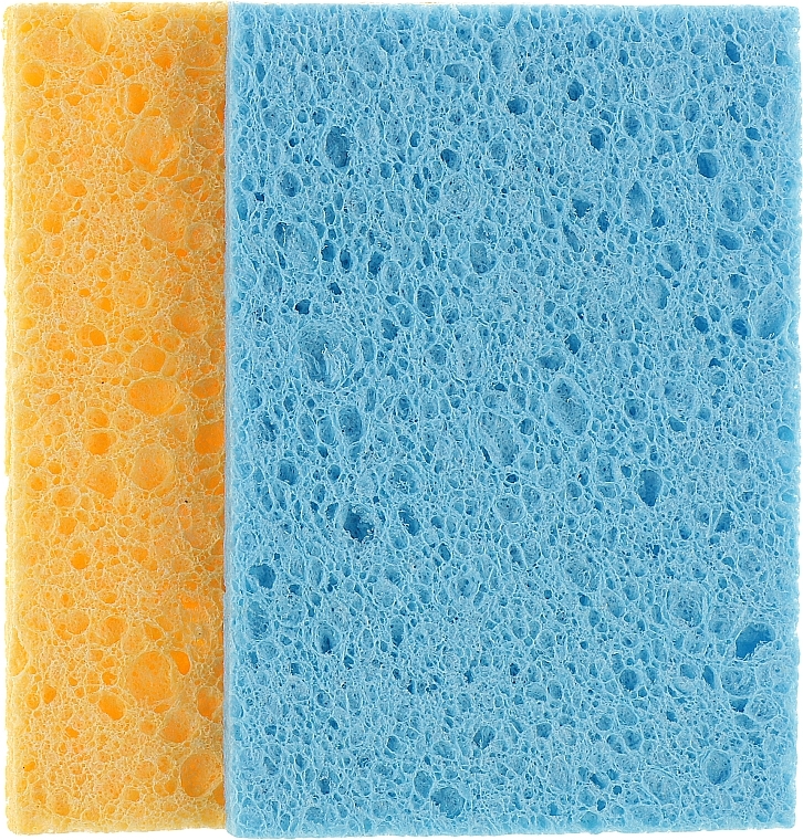 Porous Face Cleansing Sponge, PF-26, blue+yellow - Puffic Fashion — photo N1