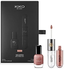 Fragrances, Perfumes, Cosmetics Lip & Nail Set - Kiko Milano Unlimited Lips & Nails Set 01 Universal Rose (lacquer/11 ml + liq/lipstick/6 ml)