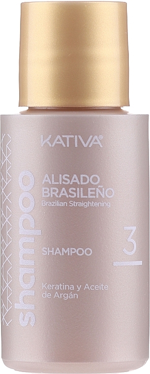 Keratin Hair Straightening Kit, for Brunettes - Kativa Alisado Brasileno Straightening Brunette (shm/15ml + mask/150ml + shm/30ml + cond/30ml + brush/1pcs + gloves/1pcs) — photo N4