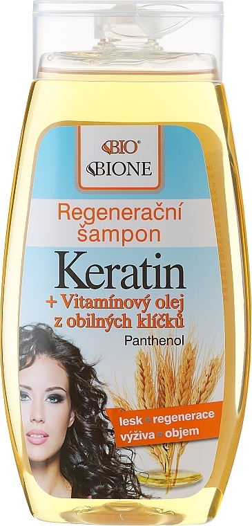 Regenerating Hair Shampoo - Bione Cosmetics Keratin + Grain Sprouts Oil Regenerative Shampoo — photo N1