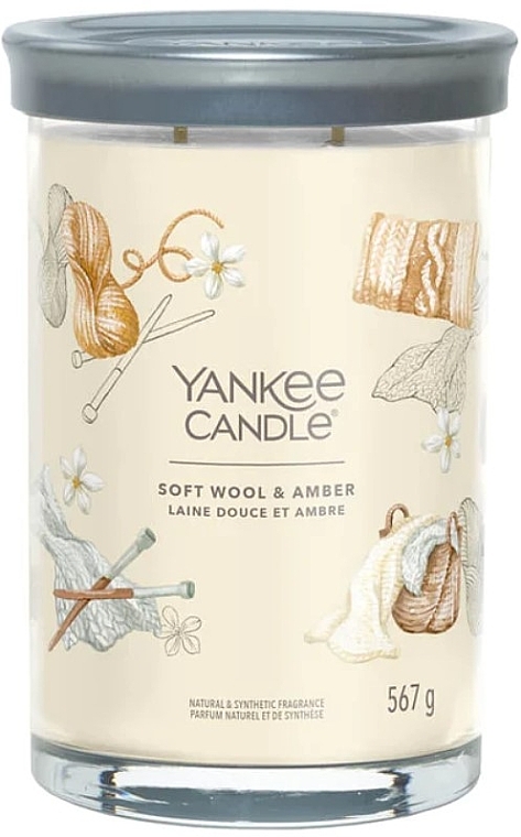 Scented Candle in Glass 'Soft Wool & Amber', 2 wicks - Yankee Candle Soft Wool & Amber Singnature — photo N1