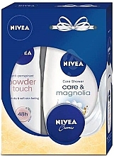 Fragrances, Perfumes, Cosmetics Set - NIVEA Powder Touch & Magnolia (sh/gel/250ml + deo/spray/150ml + cr/30ml)