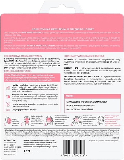 Hydrogel Collagen Face Mask - L'biotica PGA Hydro Fusion + Kolagen — photo N2