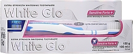 Fragrances, Perfumes, Cosmetics Set with Blue Brush - White Glo Sensitive Forte Set (toothpaste/100ml + toothbrush + toothpick/8)