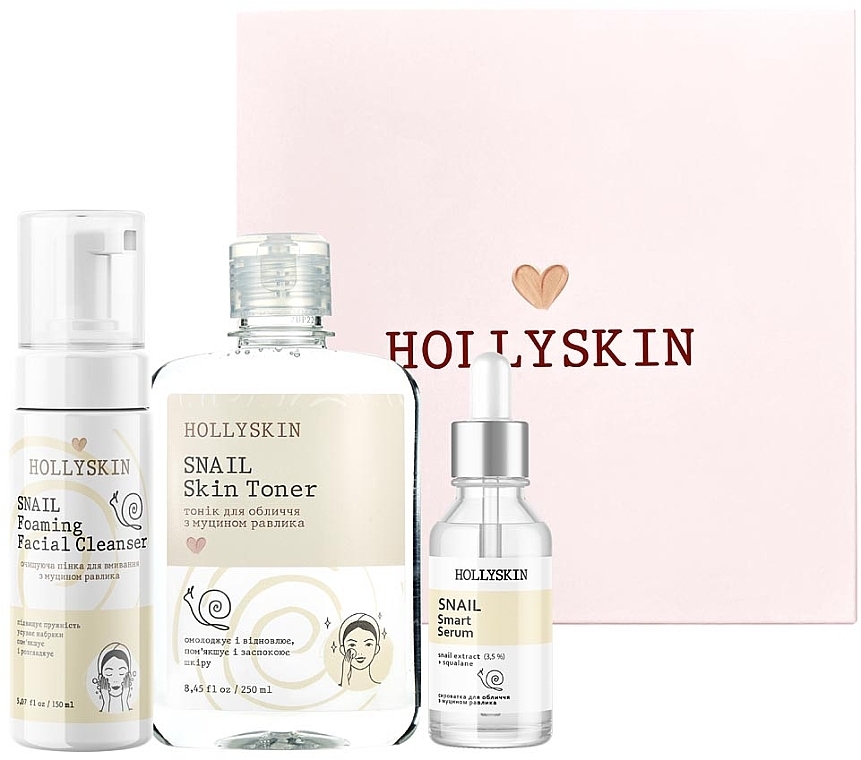 Set - Hollyskin Snail Smart Basic Care (foam/150ml + ser/50ml + toner/250ml) — photo N2