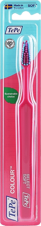 Soft Toothbrush, crimson - TePe Colour Select Soft Tooth Brush — photo N1