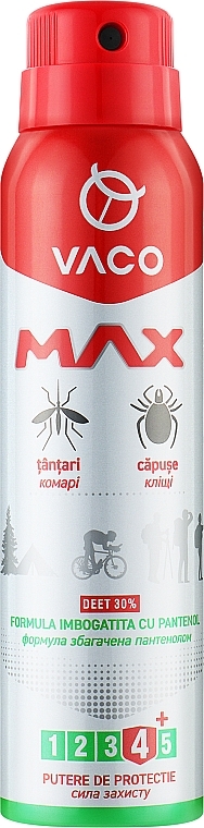 Deet 30% Mosquito, Tick and Midge Aerosol with Panthenol - Vaco Max — photo N1