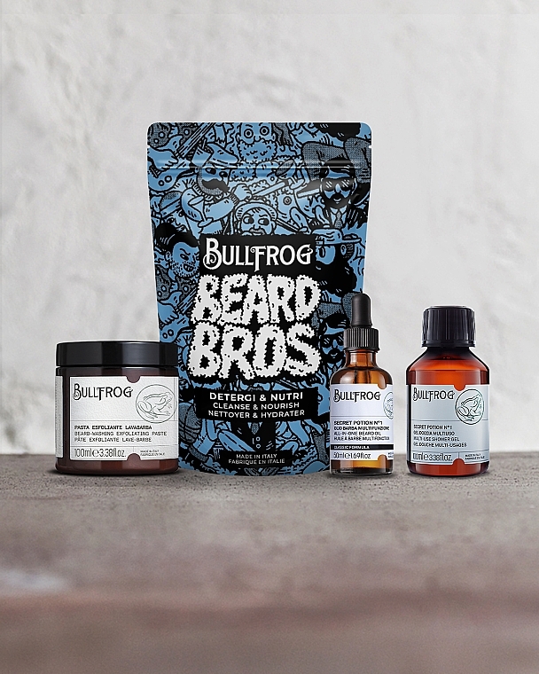 Set - Bullfrog Beard Bros Cleanse & Nourish Kit (scr/100 ml + oil/50 ml + sh/gel/100 ml) — photo N2