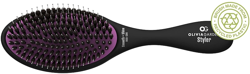 Hair Brush, black - Olivia Garden Recycled Styler Black Smooth And Shine — photo N1