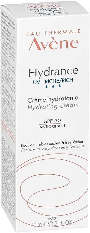 Moisturizing Face Cream - Avene Eau Thermale Hydrance Rich Hydrating Cream SPF 30 — photo N3