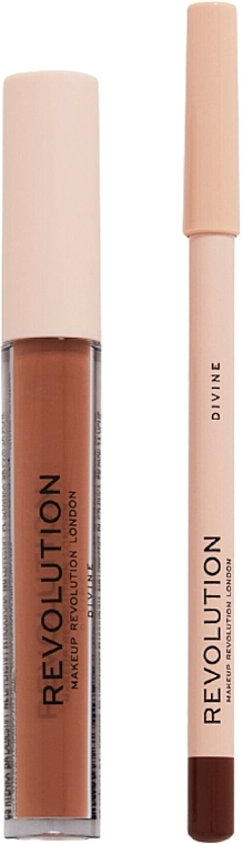 Lip Makeup Set - Makeup Revolution Lip Contour Kit Divine (lip/gloss/3ml + lip/pencil/1g) — photo N2