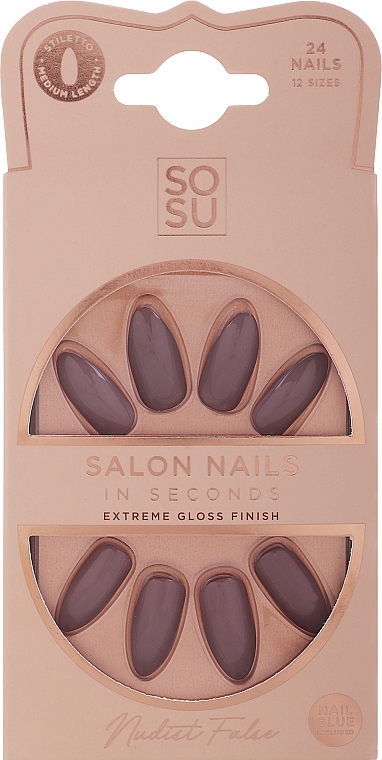 False Nails Set - Sosu by SJ False Nails Medium Stiletto Nudist — photo N5