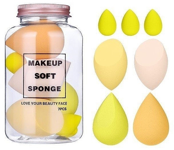 スポンジセット、7個入り - Ecarla Makeup Soft Sponge Creamy Red Yellow — photo N1