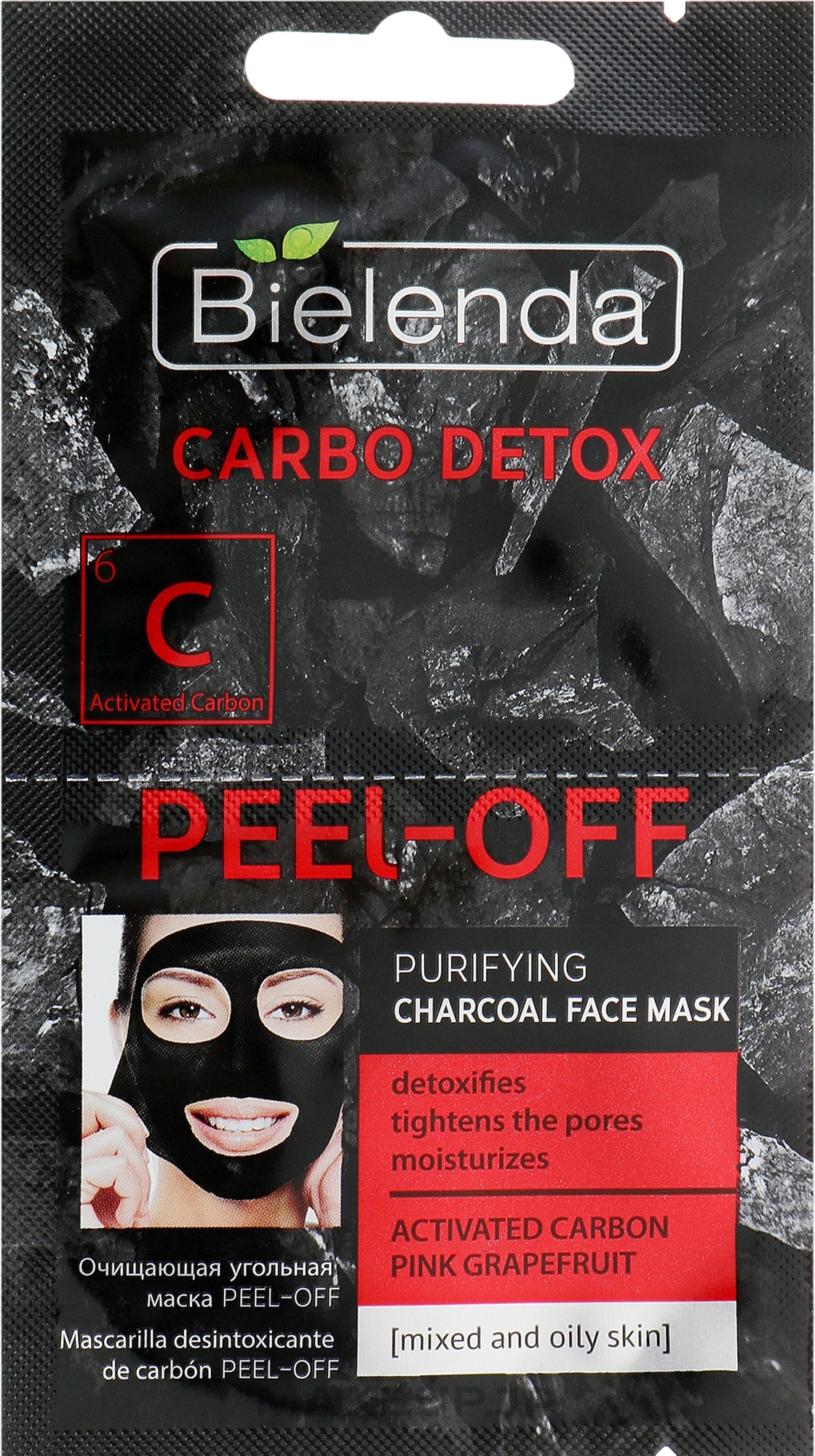 Cleansing Charcoal Mask - Bielenda Carbo Detox Peel-Off Purifying Charcoal Mask — photo 2 x 6 g