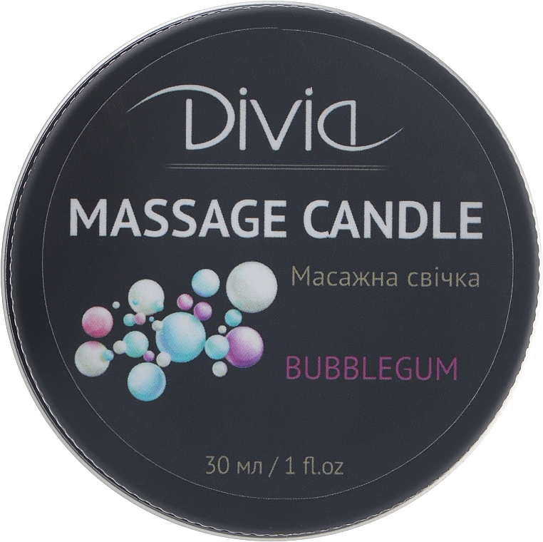 Hand & Body Massage Candle "Bubblegum", Di1570 (30 ml) - Divia Massage Candle Hand & Body Bubblegum Di1570 — photo N1