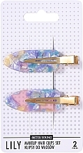 Hair Clip Set, 2 pcs. - Sister Young Lily Pink Blue — photo N1