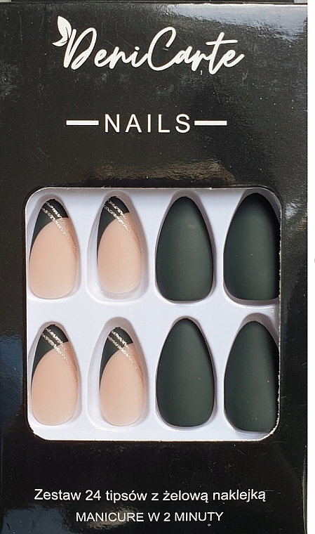 False Nails with Gel Stickers, 24 pcs. - Deni Carte 8983 — photo N1