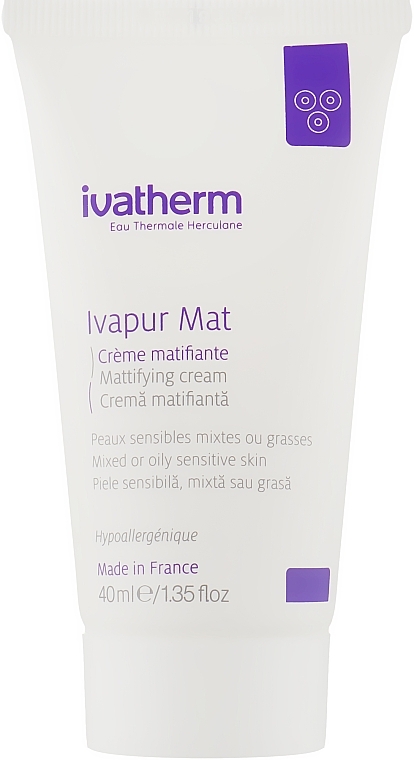 Mattifying Face Cream for Oily & Combination Skin - Ivatherm Ivapur Mat Matifying Cream — photo N2